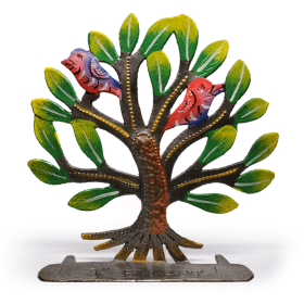 Freestanding Painted Tree with 2 Birds