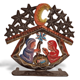 Freestanding Painted Starry Night Manger