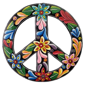 Painted Onyx Floral Peace Sign