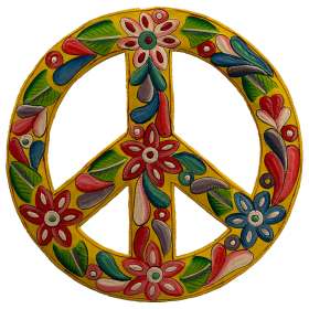 Painted Yellow Floral Peace Sign