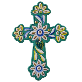 Painted Green Floral Cross