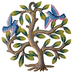 Painted Tree with 2 Blue Birds