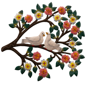 Painted Doves in Flowers