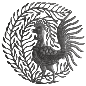 Rooster with 3D Wing in Foliage