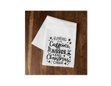 "Running on Caffeine" Tea Towel