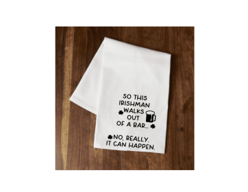 Irishman Walks out of a bar... Tea Towel