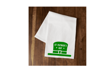 St. Patrick's Day w/ hat Tea Towel 1