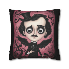 Whimsy Edgar Allen Poe Halloween Batty Throw Pillow Covers