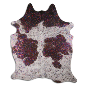 ACID WASHED HAIR ON COWHIDE COLORFUL METALLIC ON BROWN AND WHITE