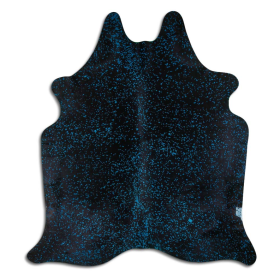 ACID WASHED HAIR ON COWHIDE DYED BLUE ON BLACK