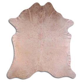 ACID WASHED HAIR ON COWHIDE ROSE GOLD METALLIC ON WHITE