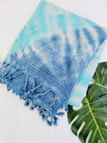 Throw Blanket Cotton-Quick fold throw BLUE/LIGHT BLUE