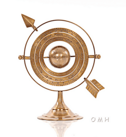 Brass Armillary Globe Décor- 8 Inches