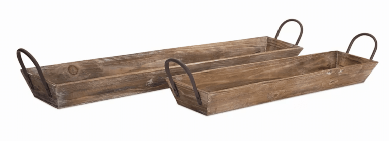 Wooden Tray with Handles (Set of 2) 28.75"L, 36.5"L Wood