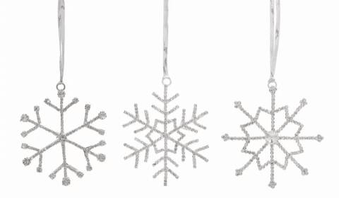 Jewel Snowflake (Set of 12) 3.5"H Iron/Glass