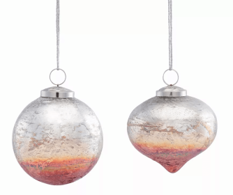 Ornament (Set of 6) 4.5"H, 5"H Glass