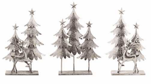 Tree and Deer (Set of 3) 15.5"L x 23.5"H, 15.25"L x 25.5"H Metal