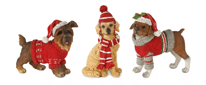 Winter Dog (Set of 6) 5"H, 5.5"H, 6"H Resin