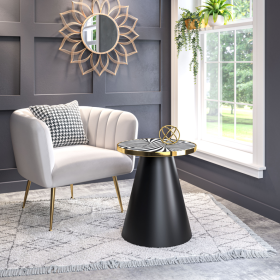 Fission Side Table White, Gold & Black