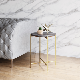 David Side Table Gray & Gold