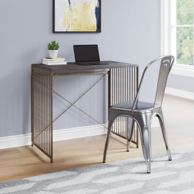 Zemo Desk Gray & Antique Gold