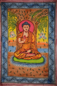 Buddha Meditating Under Bodhi Tree Tapestry