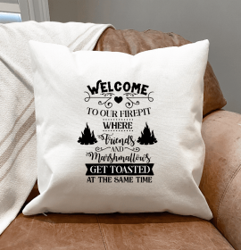 Welcome To Our Fire-Pit Pillow Cover