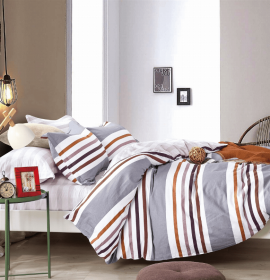 Denver Brown/Gray Striped 100% Cotton Comforter Set