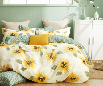 Mia Sunflower 100% Cotton Reversible 3 pcs Duvet Cover Set Queen/Full