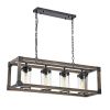 4 Light Adjustable Dimmable Rectangle Chandelier with Wrought Iron Accents