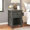 Farmhouse 1-Drawer Bedroom Nightstand with Open Shelf in Rustic Grey Oak