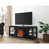 Modern 2-in-1 Electric Fireplace TV Stand in Black