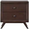 Mid-Century Modern Style End Table Nightstand in Cappuccino Wood Finish