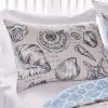 King/CAL King 3 Piece Microfiber Beach Shells Coastal Reversible Quilt Set