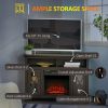 Espresso Electric Fireplace Mantel TV Stand w/ Adjustable Shelves 2 Storage Cabinets