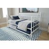 Twin White Metal Daybed Frame with Roll-Out Turndle Bed