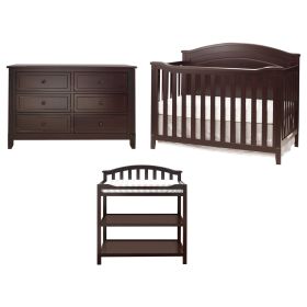 3 Piece Crib Changing Station 6 Drawer Dresser Nursery Furniture Set Espresso