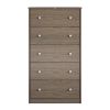 Modern 5-Drawer Bedroom Chest in Rustic Grey Brown Wood Finish