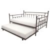 Full size Bronze Metal Daybed with Twin Roll-out Trundle Bed