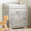 Farmhouse Nautical 3 Drawer Rope Handle Baby Changing Table in Washed Pine