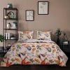 Full/Queen Blue Beige Birds Animals Floral Microfiber Reversible Quilt Set