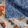 King 3 Piece Blue Beige Birds Animals Floral Microfiber Reversible Quilt Set