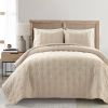 King/California King size Lightweight Beige Textured Cotton 3 Piece Quilt Set