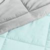 King/Cal King 3-Piece Microfiber Reversible Comforter Set Aqua Blue and Grey