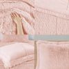 King/CAL King Pink Blush Soft Sherpa Faux Fur 3-Piece Comforter Set with Shams