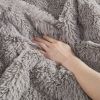 King/CAL King size Grey Reversible Soft Sherpa Faux Fur 3-Piece Comforter Set