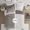 King/CAL King size Grey Reversible Soft Sherpa Faux Fur 3-Piece Comforter Set