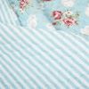 Full/Queen size Vintage Rose Ruffle Edge Light Quilt Set in Blue White and Pink