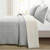 Full/Queen Size 3-Piece Reversible Cotton Yarn Woven Quilt Set in Grey Cream