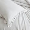 Full Size Grey Stone Washed Ruffled Edge Microfiber Comforter Set